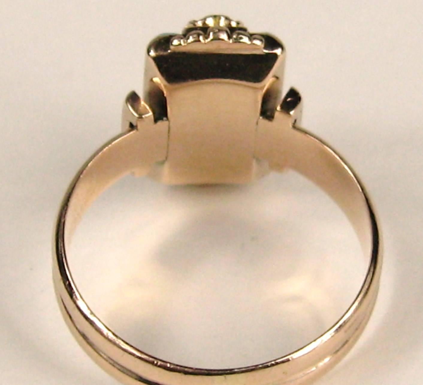 Bague à double anneau en or rose 14 carats avec turquoise et perle, début de l'ère victorienne Bon état - En vente à Wallkill, NY
