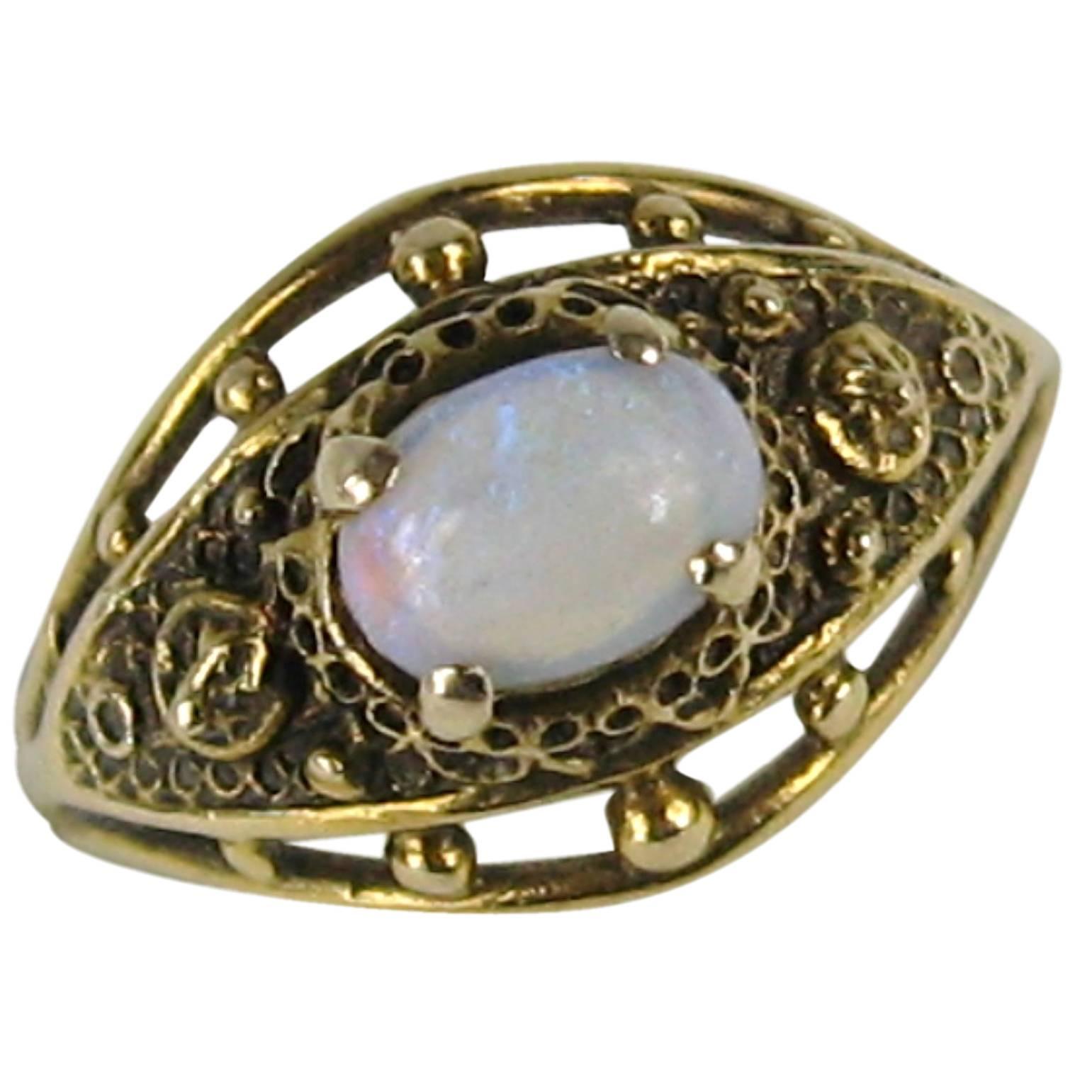 Victorian Revival Opal 14 Karat Gold Ring For Sale