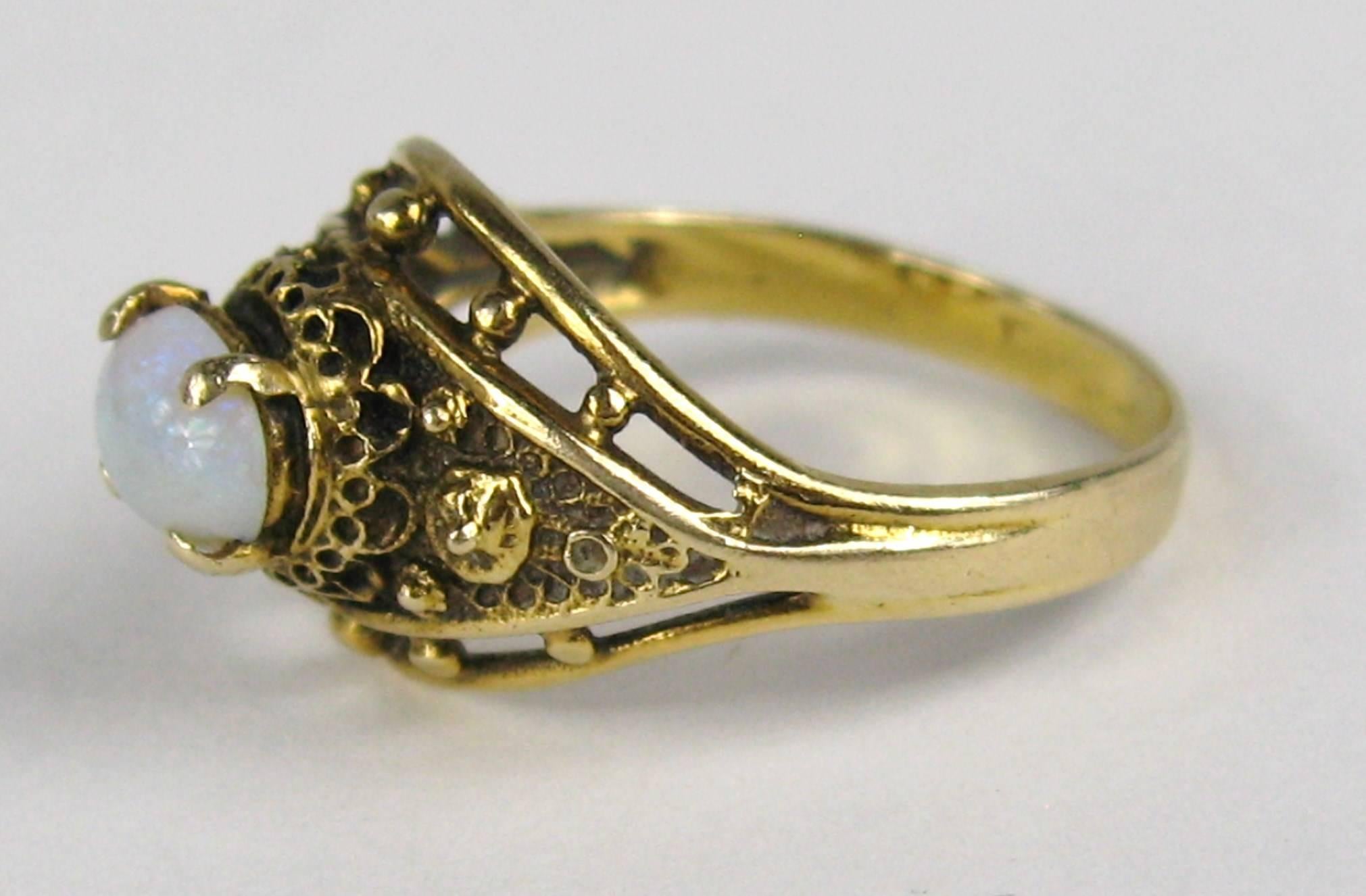Women's Victorian Revival Opal 14 Karat Gold Ring For Sale