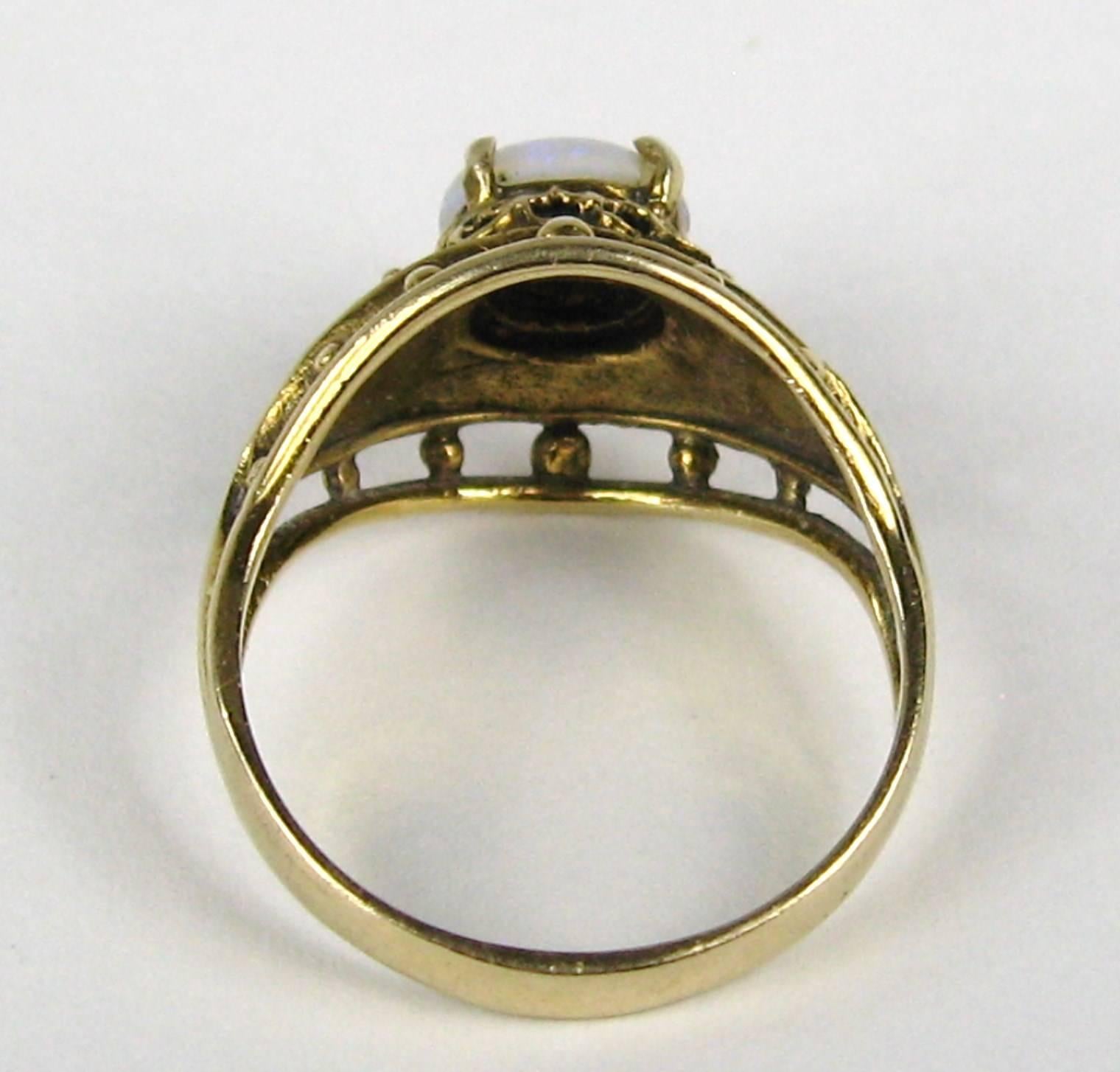 Victorian Revival Opal 14 Karat Gold Ring For Sale 1