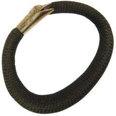 Antique Victorian 14 Karat Gold Serpent Mourning Hair Bracelet
