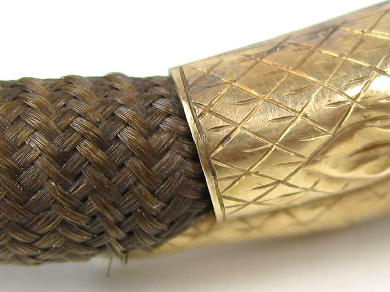 Viktorianisches viktorianisches 14 Karat Gold Schlange Trauerhaar-Armband Damen im Angebot