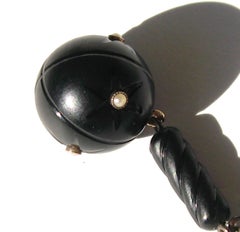 14 Karat Gold Black Jet Pocket Watch Chain Fob