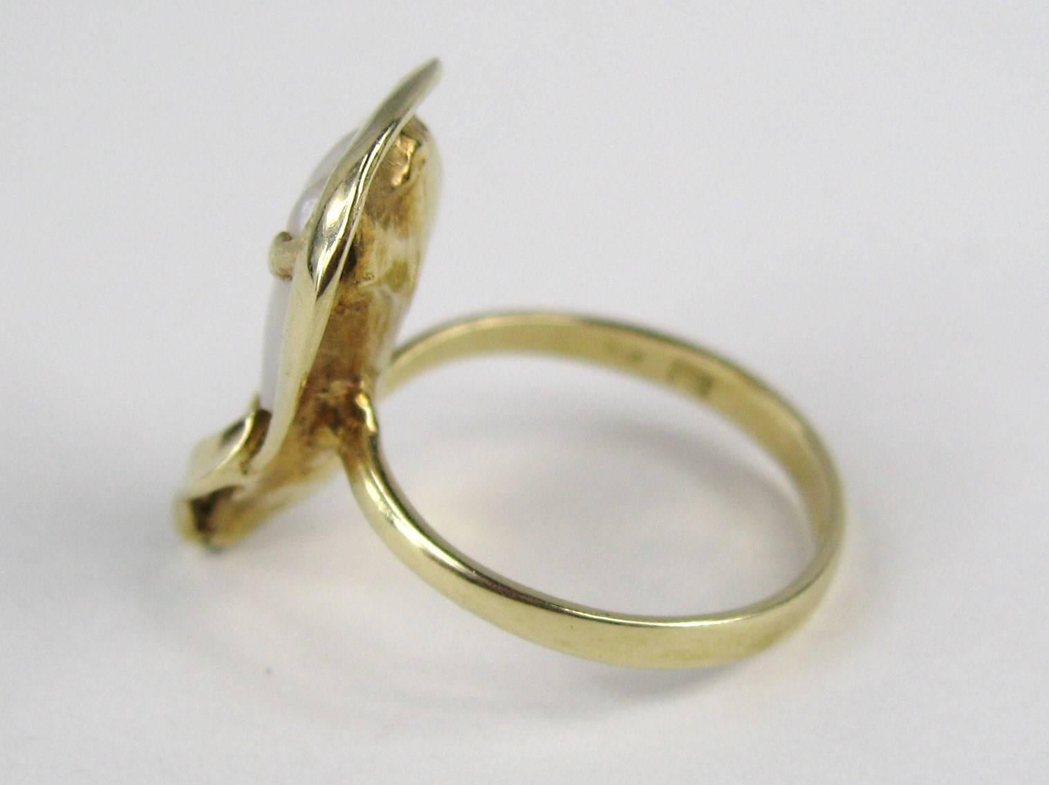 14 Karat Gold Mabe Perlen Ring Organische Freiform (Ungeschliffen) im Angebot