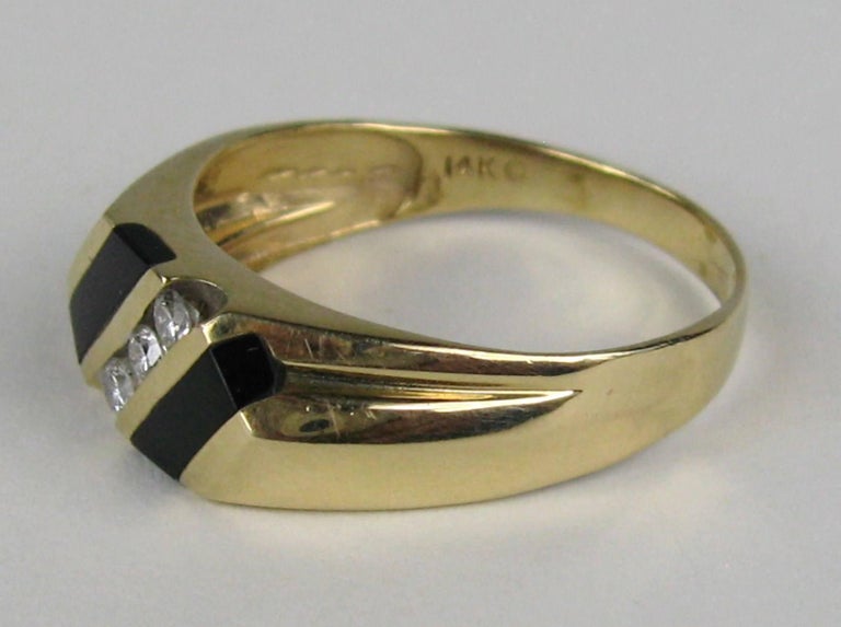 Gents Onyx Diamond 14 Karat Yellow Gold Greek God Vintage Ring – Bardys  Estate Jewelry