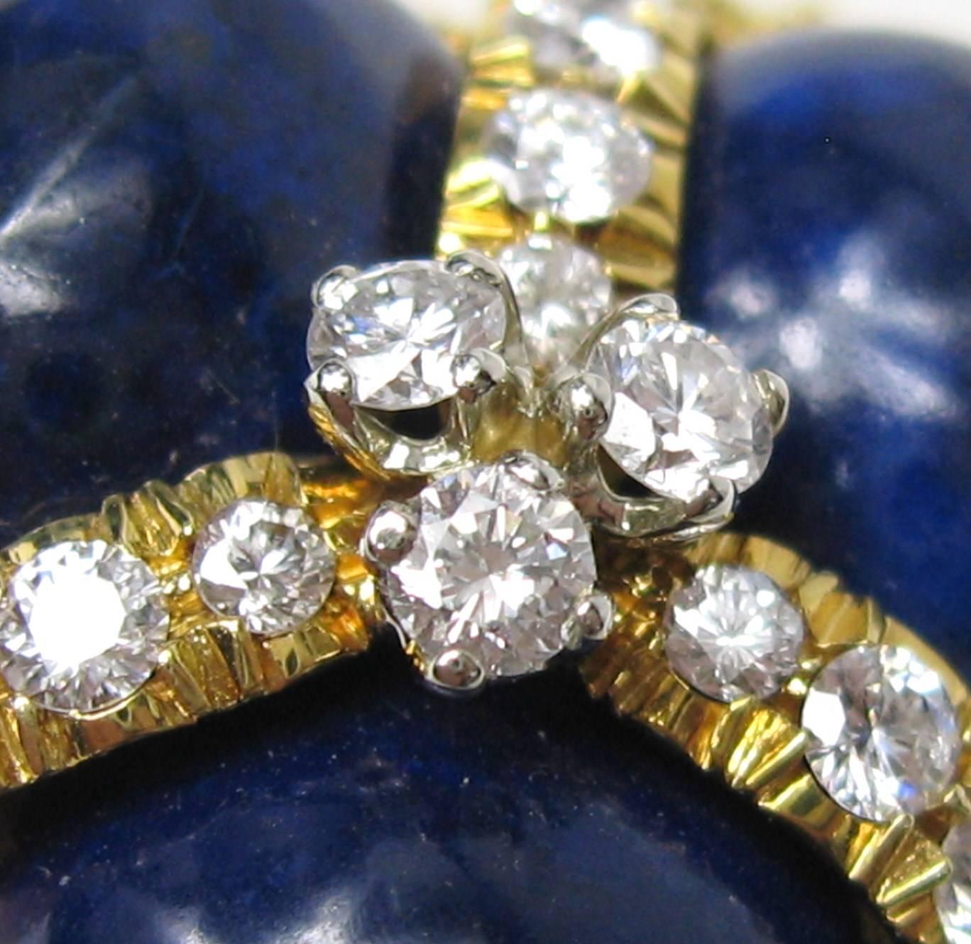 Collier pendentif en or 14 carats avec lapis-lazuli et diamants Bon état - En vente à Wallkill, NY