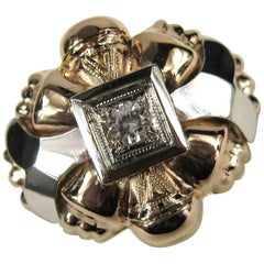 Antique Circa 1930s 18K Rose Gold Diamond Solitaire Ring, Size 9.5