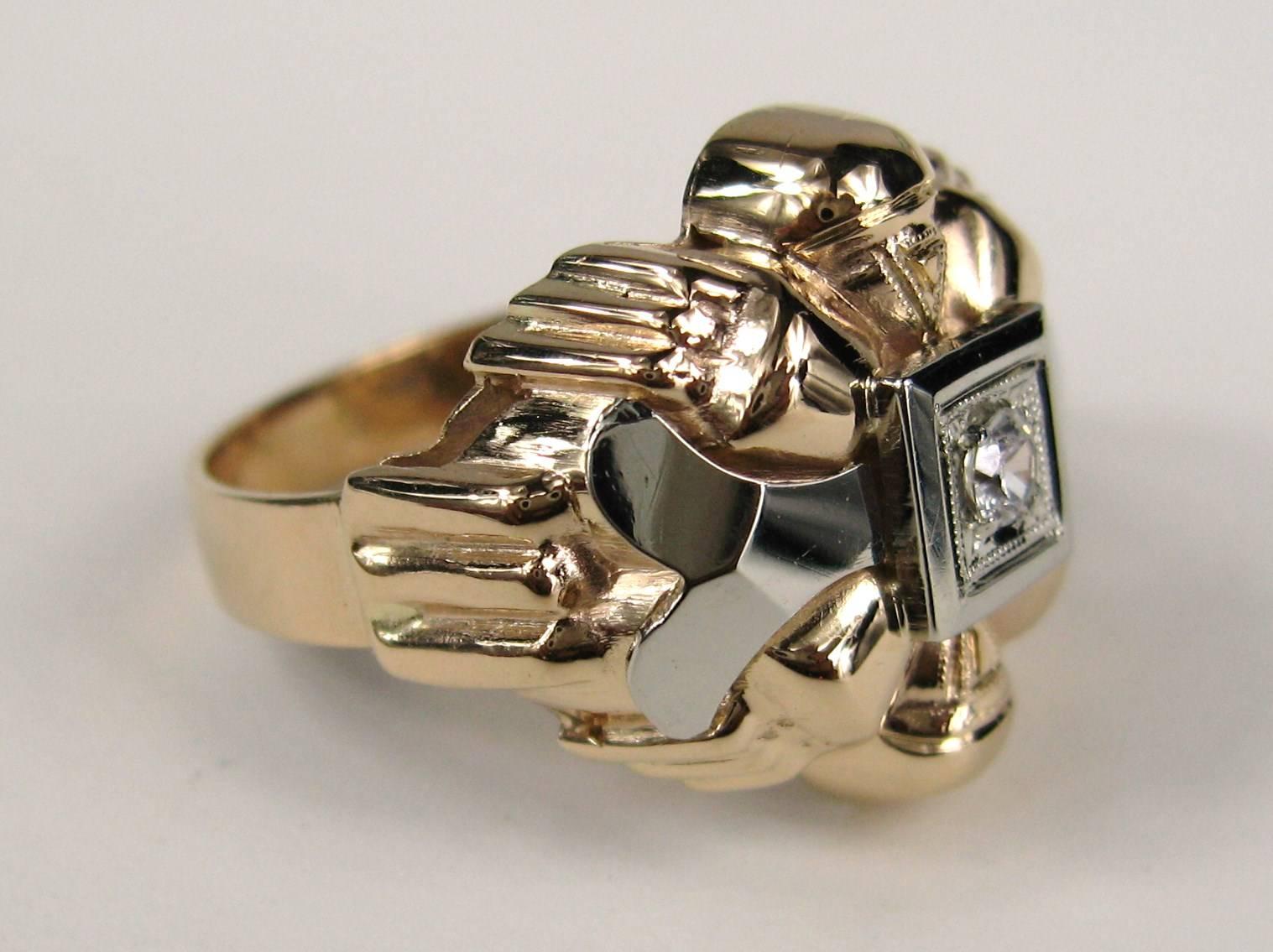 18 Karat Roségold Diamant-Statement-Ring mit Zentrum im Zustand „Gut“ im Angebot in Wallkill, NY