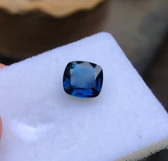 2.54 Carats Deep Ink Blue Tourmaline Square Cushion Cut for Jewellery