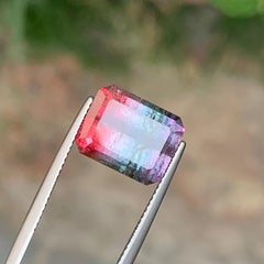 Red Green and Lavender Pink Rare Tricolor Tourmaline Gemstone for Collection