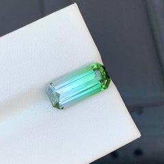 3.9 Cts Bicolor Natural Emerald Cut Tourmaline Gemstone for Ring Jewelry 14mm