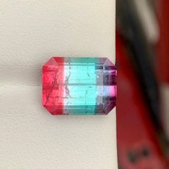 Pigeon Blood Red, Aquatic Blue & Pink Rare Tricolor Natural Tourmaline Gemstone