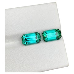 Par de turmalinas azul neón y verde a juego, 5 Ct, para pendientes y joyería, 9 mm