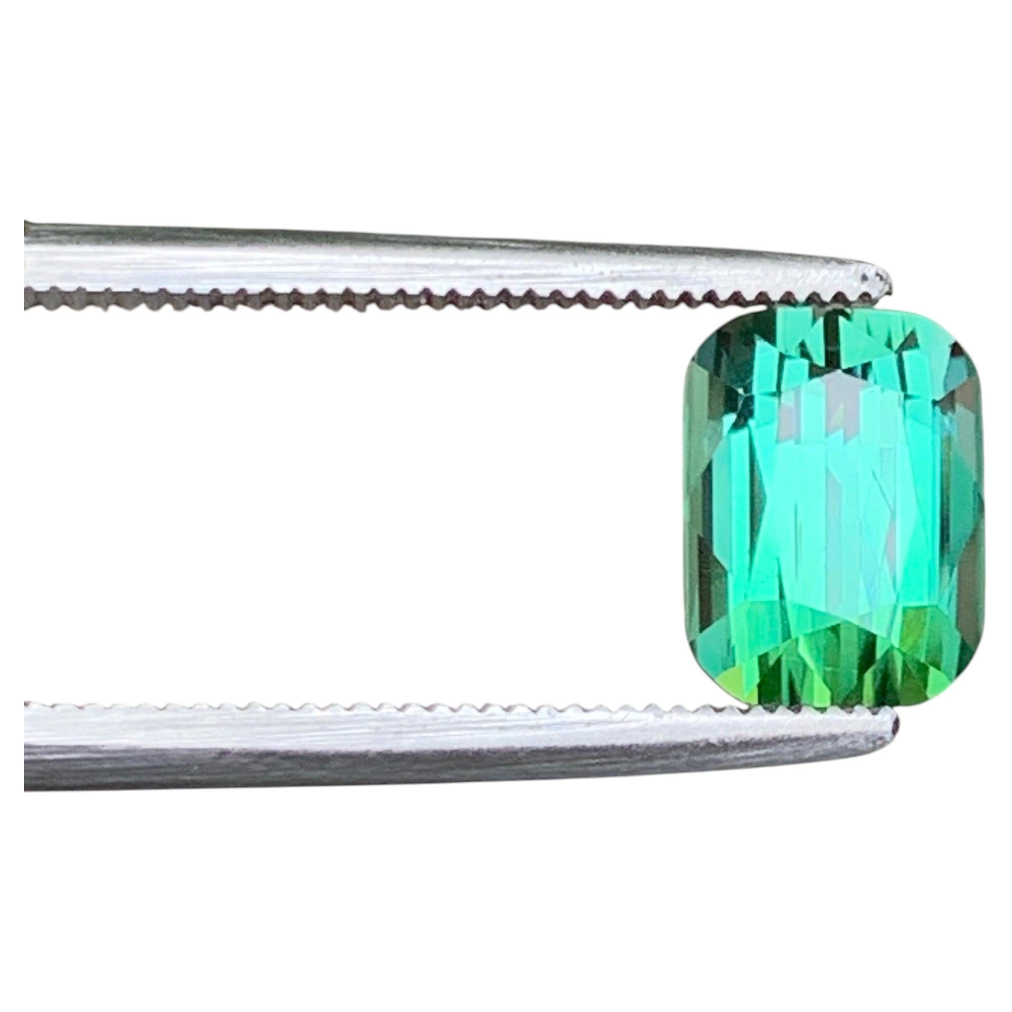 2.3 Cts Natural Bluish Green Cushion Cut Tourmaline Gemstone for Jewellery