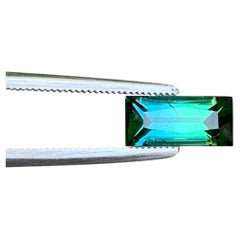 1.3 Ct Natural Bicolor Blue Green Baguette Cut Tourmaline Gemstone for Jewellery
