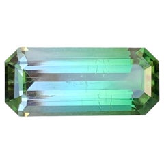 3.9 Cts Bicolor Natural Emerald Cut Tourmaline Gemstone for Ring Jewelry 14mm