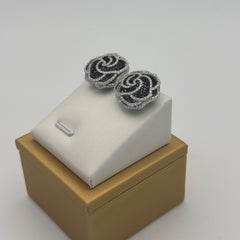 1.99 CTW Natural Black Diamond & 1.19 CTW White Diamond Floral Stud Earrings