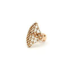 1.00 Carat Diamond Openwork Lattice Geometric Lozenge Statement Ring in 18K Rose