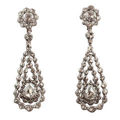 Georgian Rose-Cut Diamond Gold Earrings