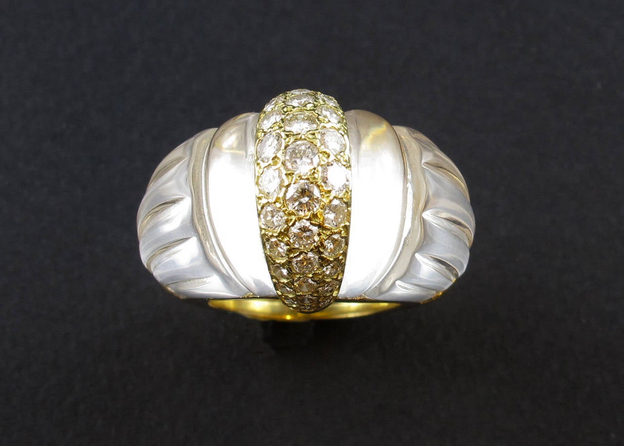 A yellow gold and diamond and rock crystal ring. David Webb.