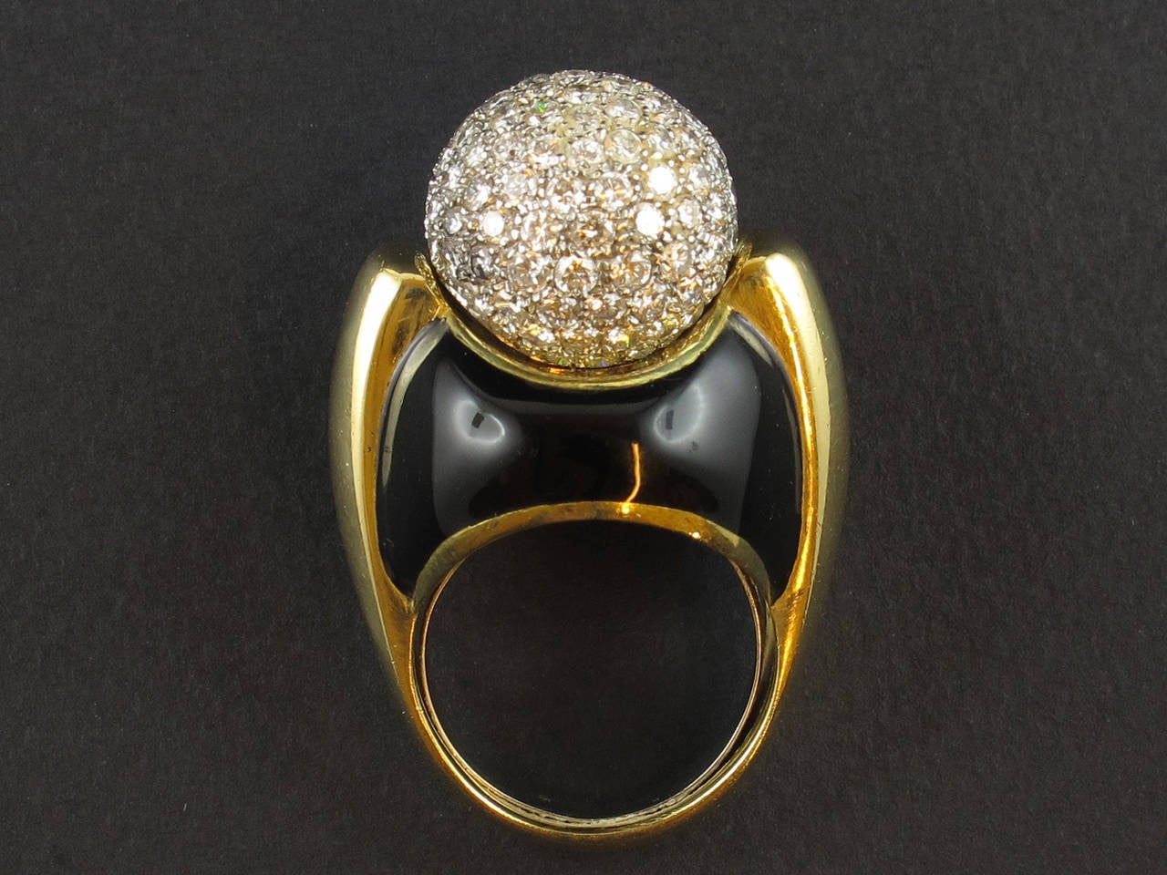 David Webb enamel diamond gold ring In Excellent Condition For Sale In Milano, IT