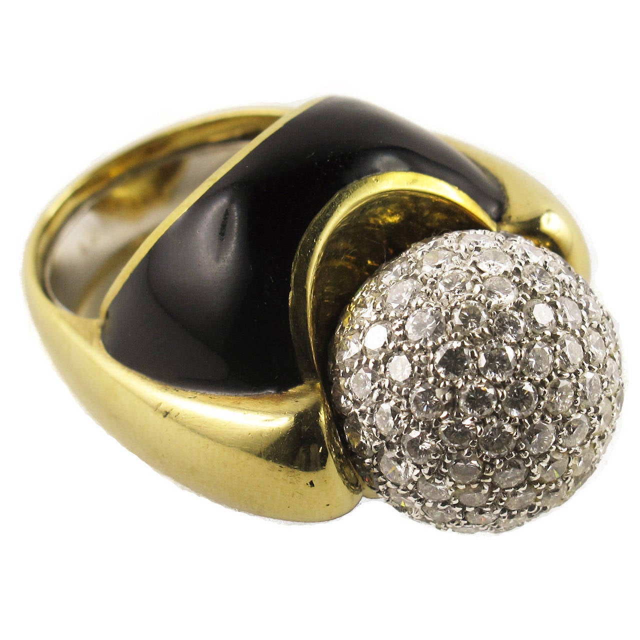 David Webb enamel diamond gold ring For Sale