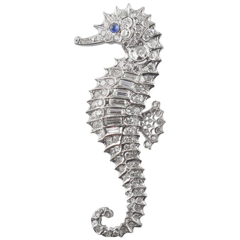 Seahorse Diamond Brooch