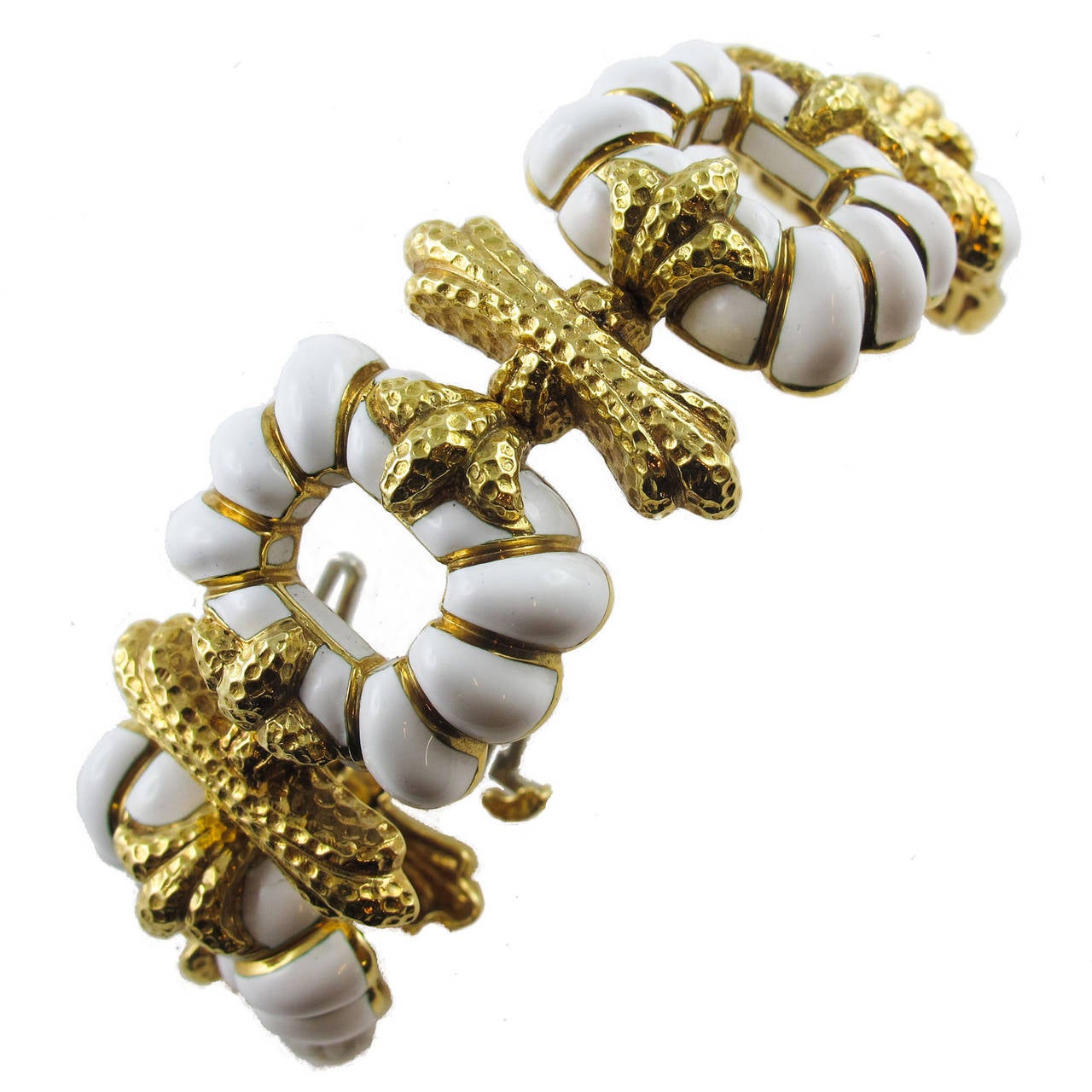 1970s David Webb Enameled Yellow Gold Bracelet For Sale