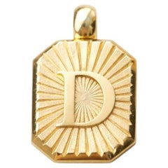 Vintage Inspired Alphabet Letter "D" Pendant 14K Solid Gold Heirloom Jewelry
