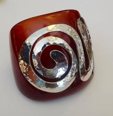 Bakelite Sterling Silver Cuff Bracelet