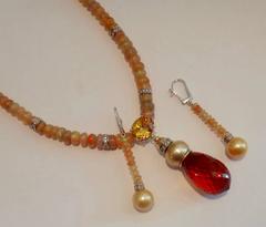 Michael Kneebone Opal Bead Golden Pearl Zircon Citrine Diamond Necklace Suite