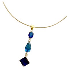 Michael Kneebone Blue Topaz Apatite Iolite Diamond Stiletto Pendant