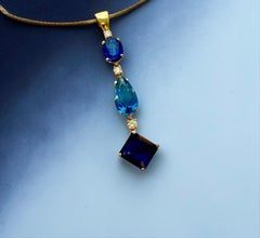 Michael Kneebone Blue Topaz Apatite Iolite Diamond Stiletto Pendant