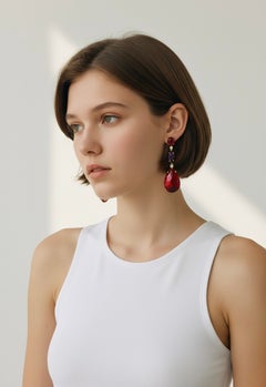 Michael Kneebone Rhodolite Garnet Amethyst Diamond Red Topaz Dangle Earrings