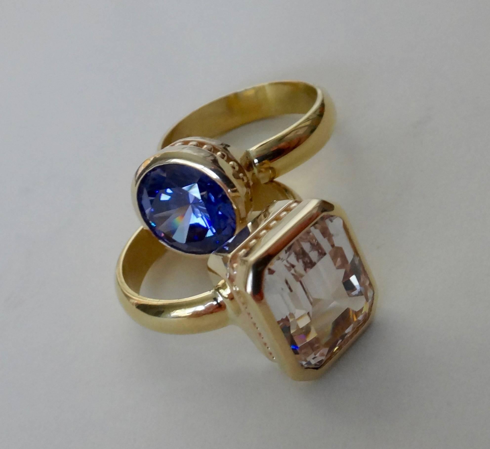 Tanzanite Silver Sapphire Gold Stacking 