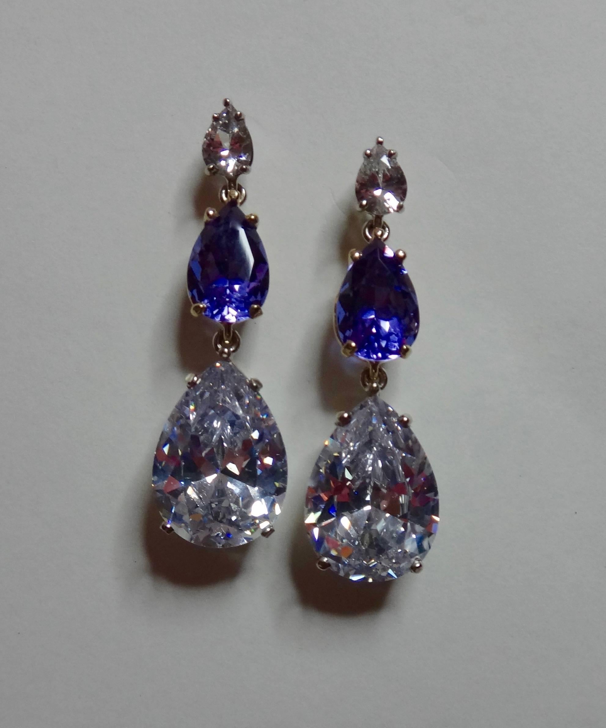 Contemporary Silver Sapphire Color Change Zultanite Platinum Topaz Gold Dangle Earrings