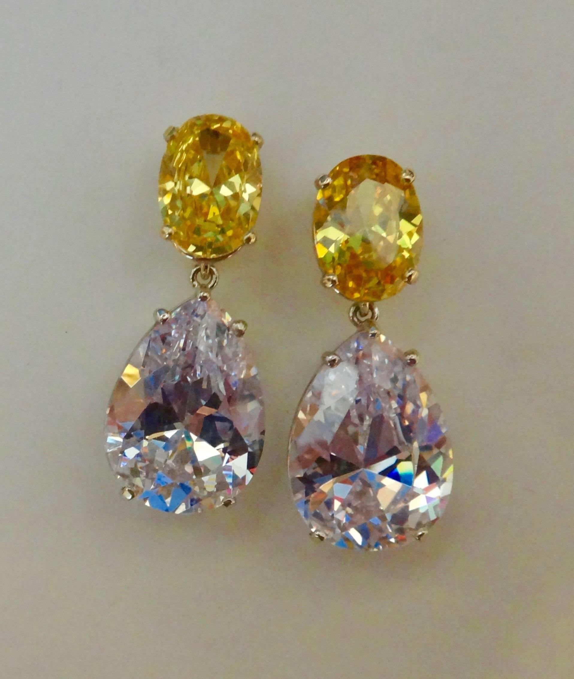 Women's Michael Kneebone Golden Zircon Platinum Topaz Two-Color Gold Drop Earrings