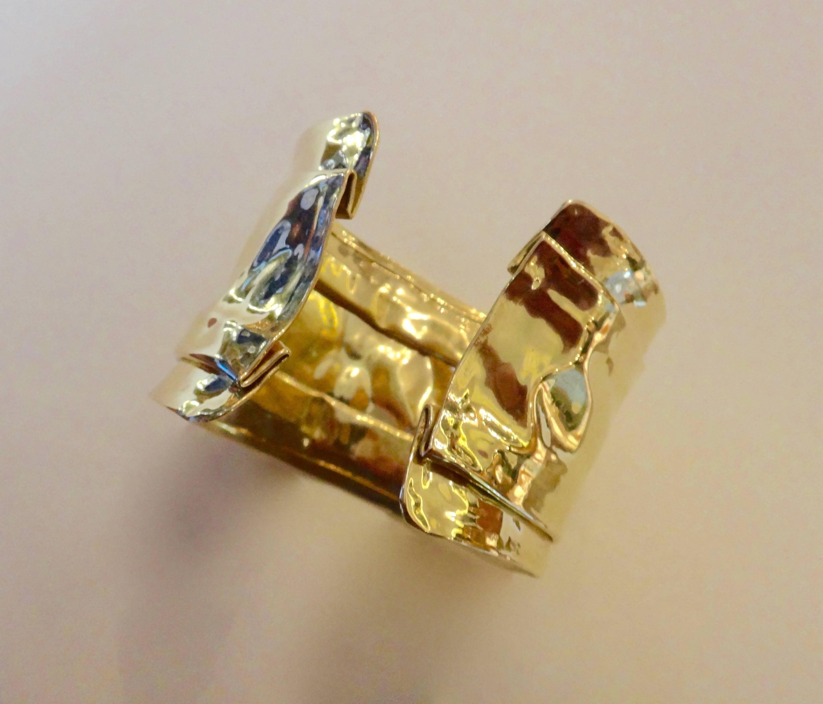 Contemporary Michael Kneebone Folded Gold Cuff Bracelet