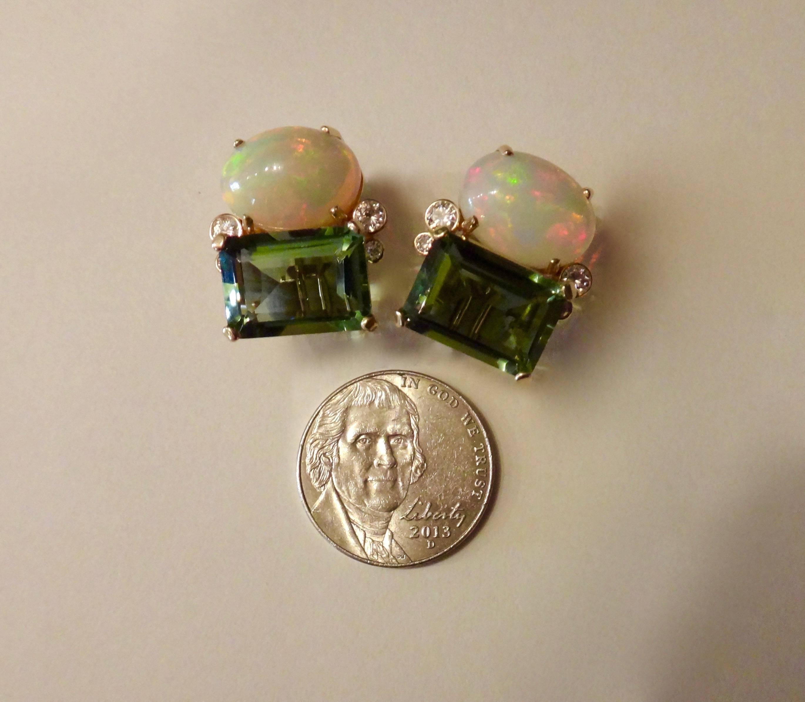Contemporary Michael Kneebone Ethiopian Opal Diamond Green Beryl Earrings