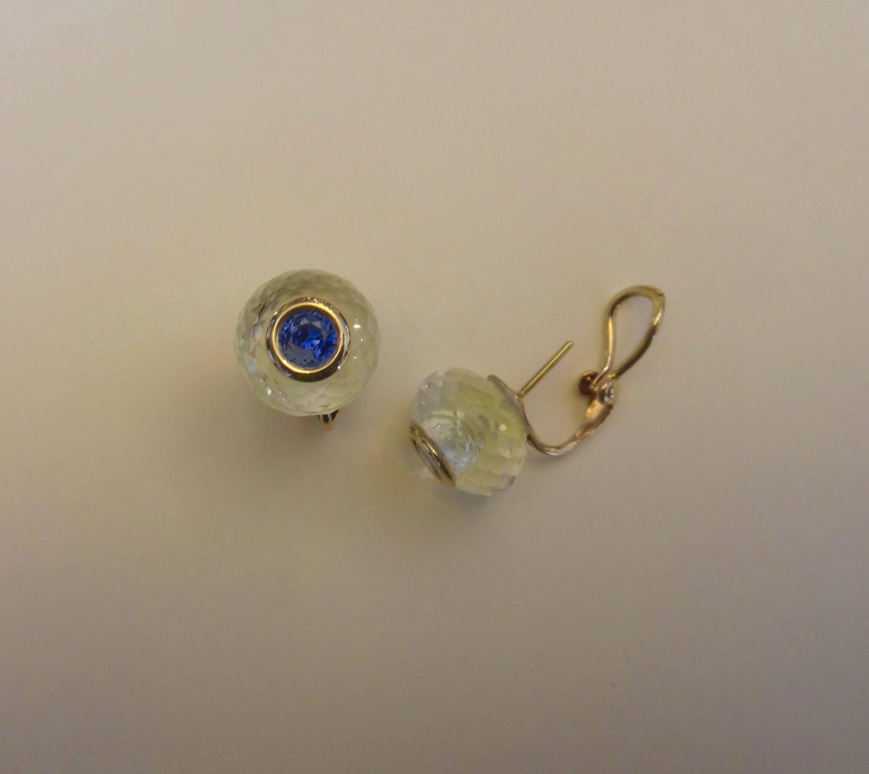 Contemporary Michael Kneebone Blue Sapphire Rock Crystal Stud Earrings