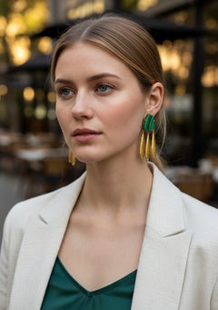 Michael Kneebone Malachite Vermeil Drop Dangle Earrings