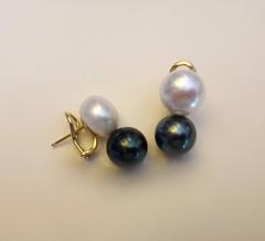 Michael Kneebone Black and White Pearl "Due Perla" Earrings