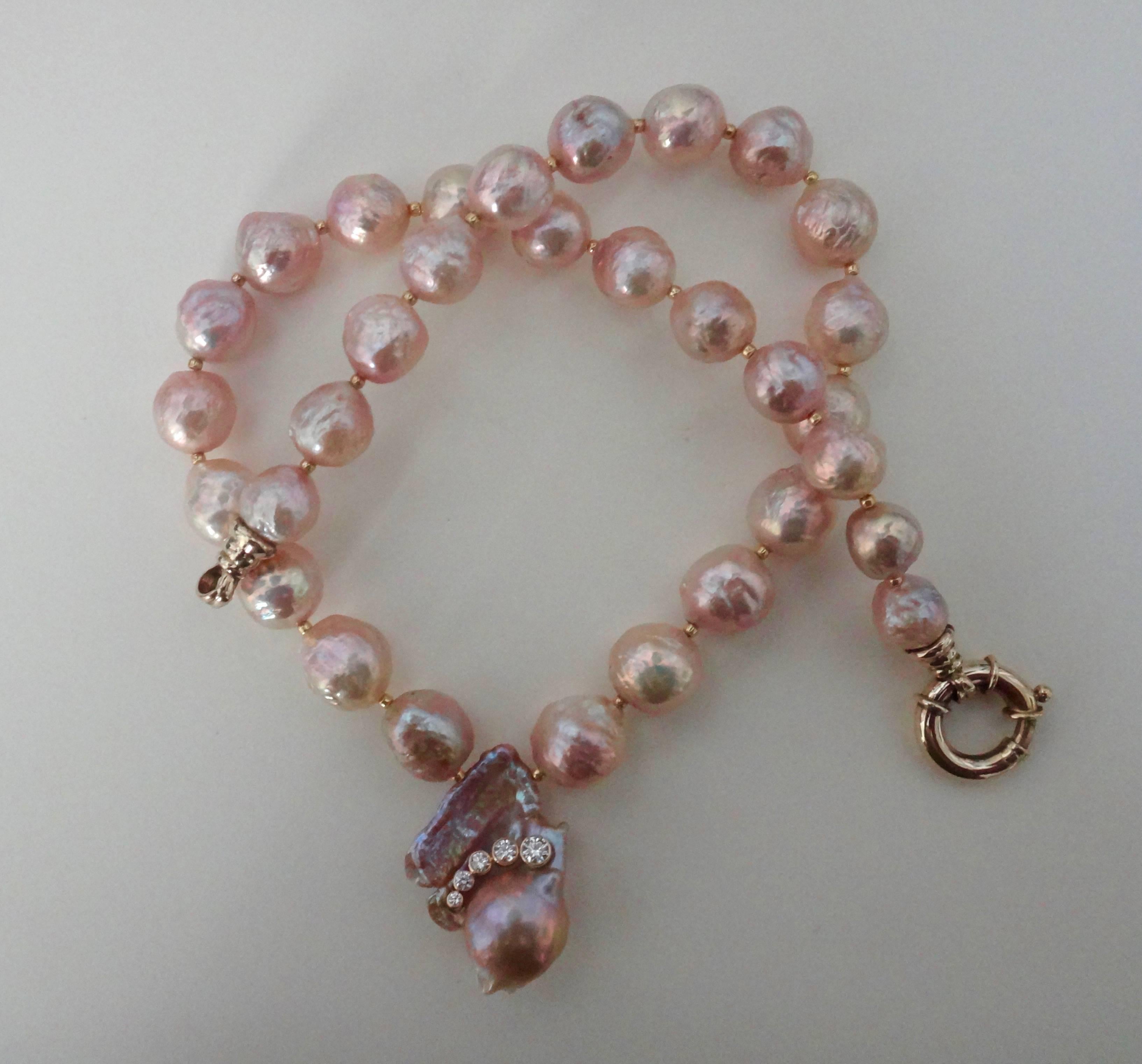 Michael Kneebone Kasumi Pearl White Diamond Necklace In Excellent Condition In Austin, TX