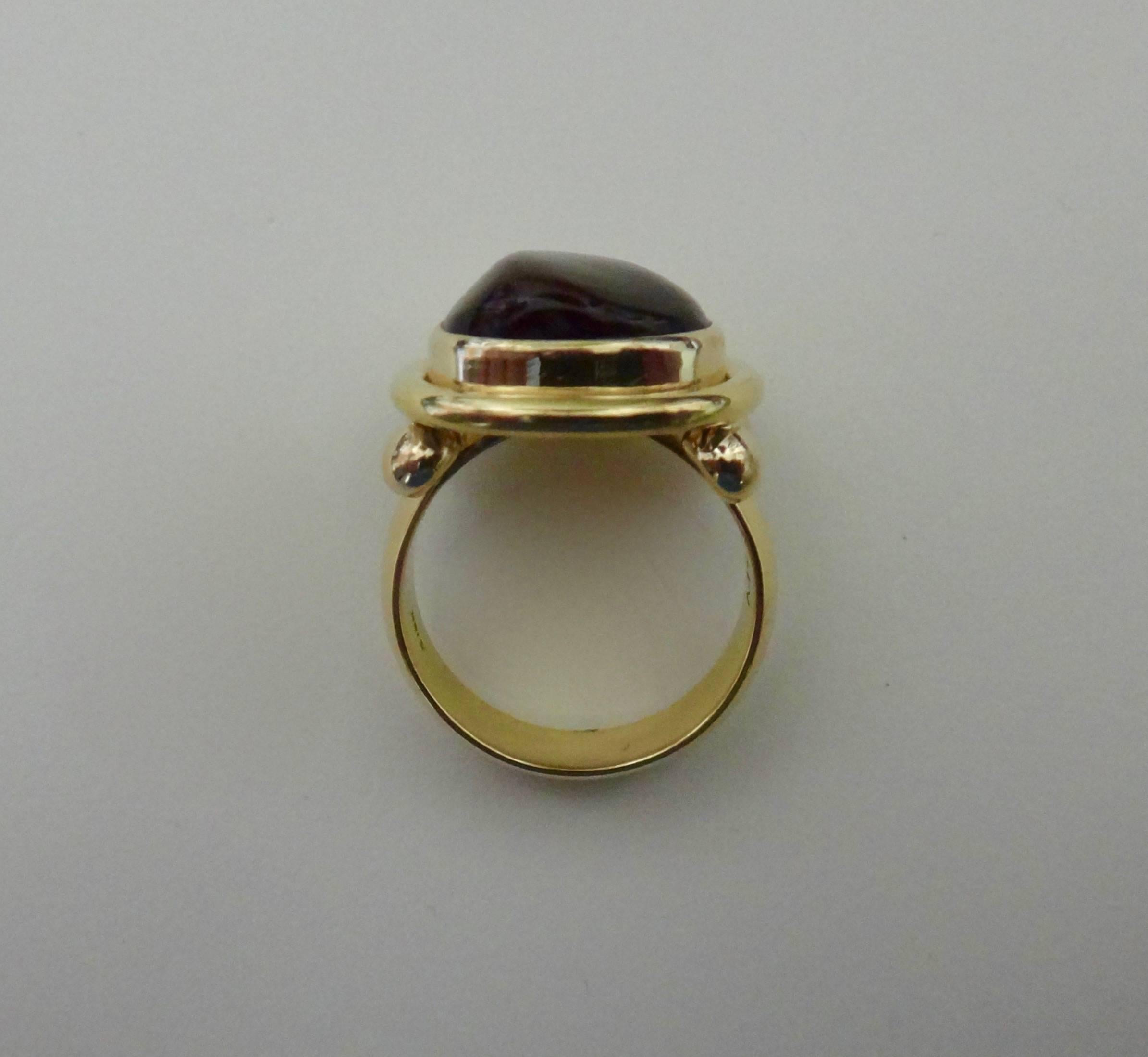 Contemporary Michael Kneebone Mexican Fire Agate 18 Karat Gold Ring For Sale