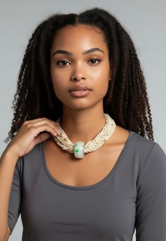 Michael Kneebone Jadeite Archers Ring Rice Pearl Torsade Necklace
