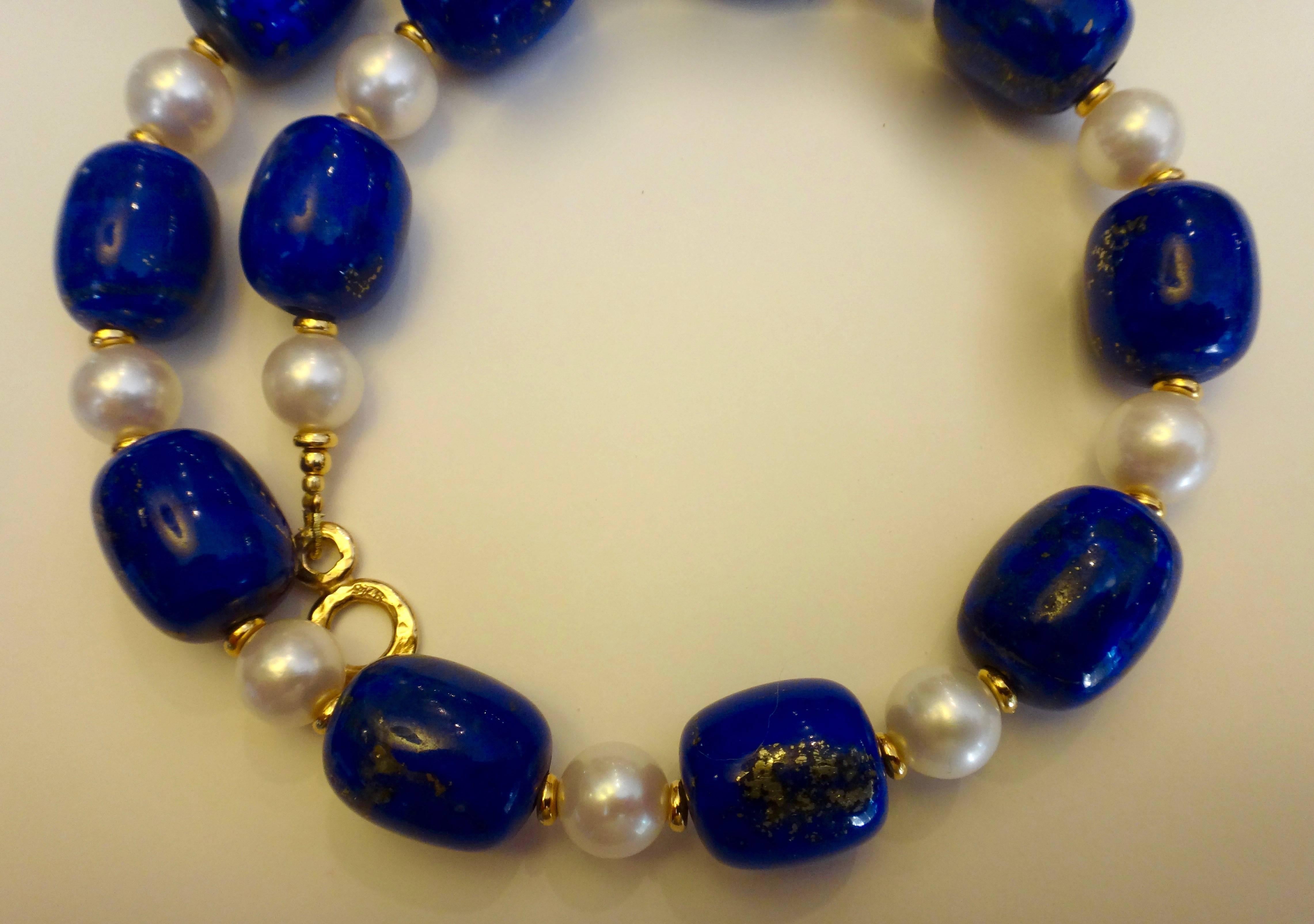 Contemporary Michael Kneebone Lapis Lazuli Cultured Pearl Bead Necklace