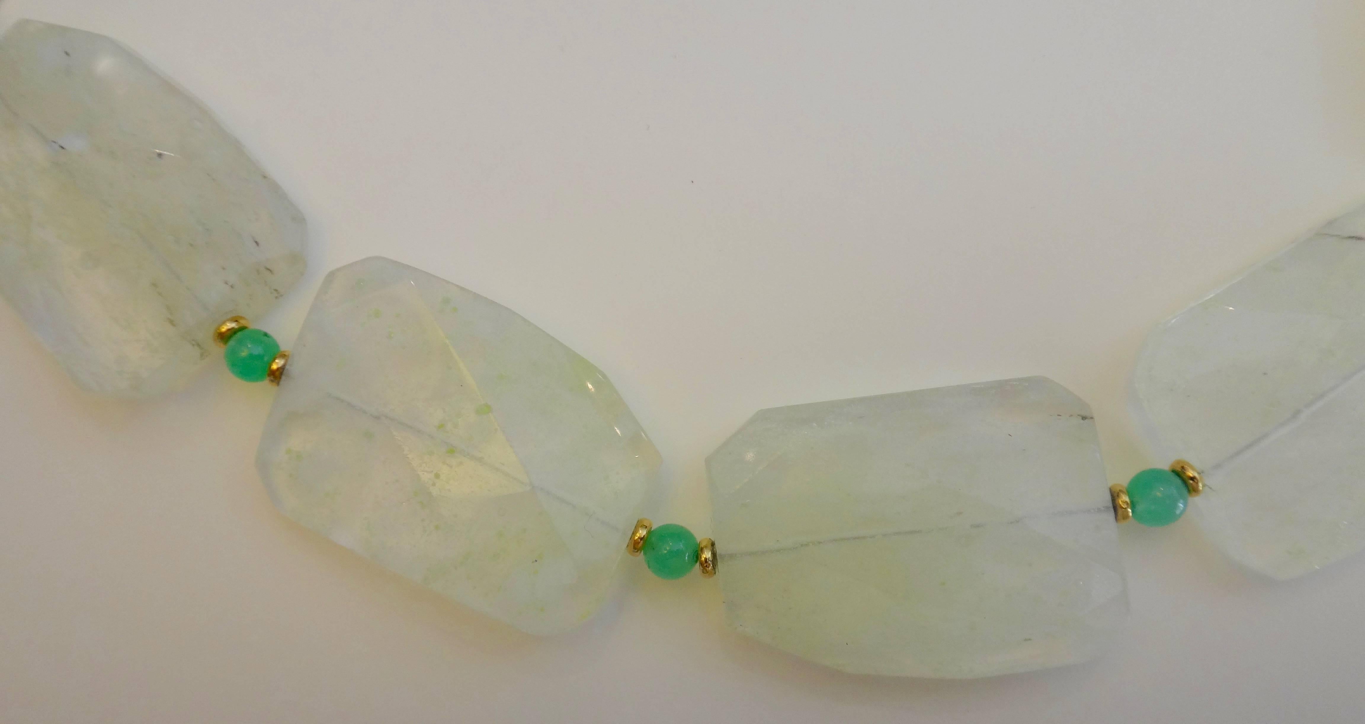 Contemporary Michael Kneebone Green Quartz Chrysophrase Bead Necklace