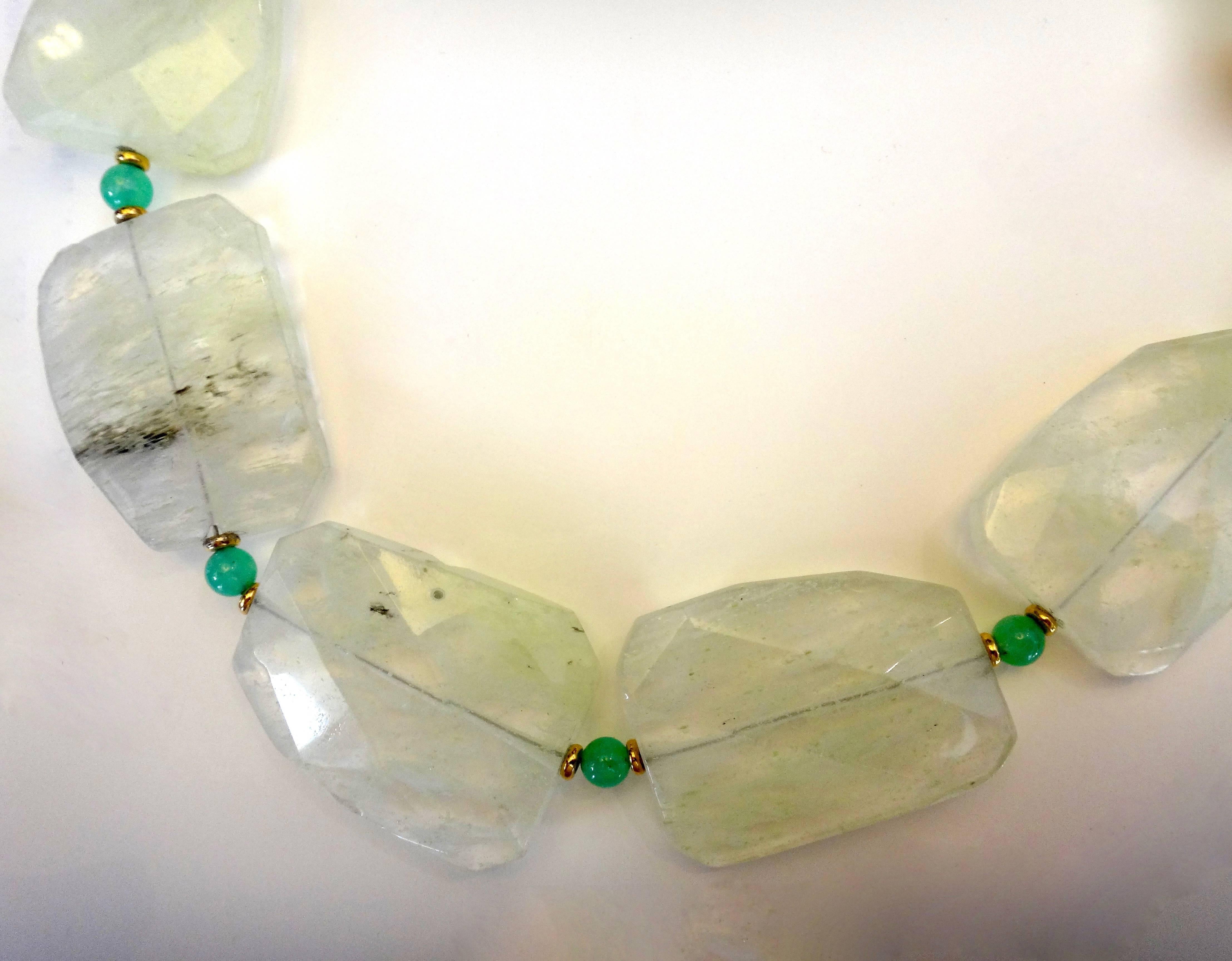 Michael Kneebone Green Quartz Chrysophrase Bead Necklace In Excellent Condition In Austin, TX