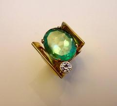 Michael Kneebone Emerald White Diamond 18 Karat Gold Cocktail Ring