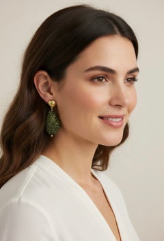 Michael Kneebone Cognac Diamond Pave Diamond Pebble Dangle Earrings